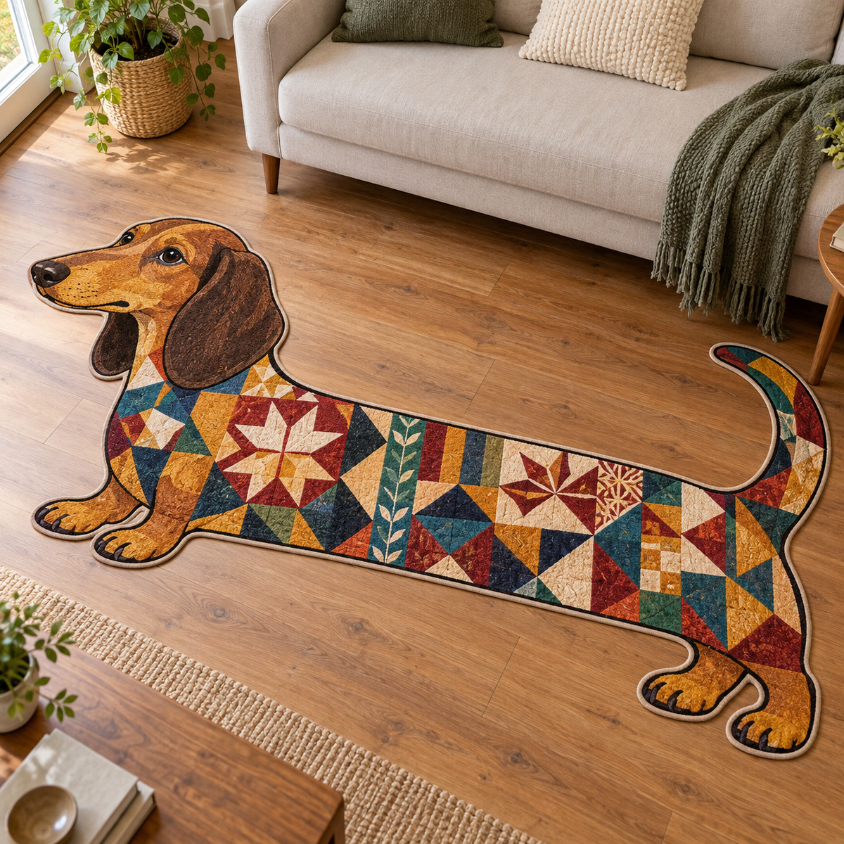Patchwork Dachshund TD131026042 Custom Shape Area Rug