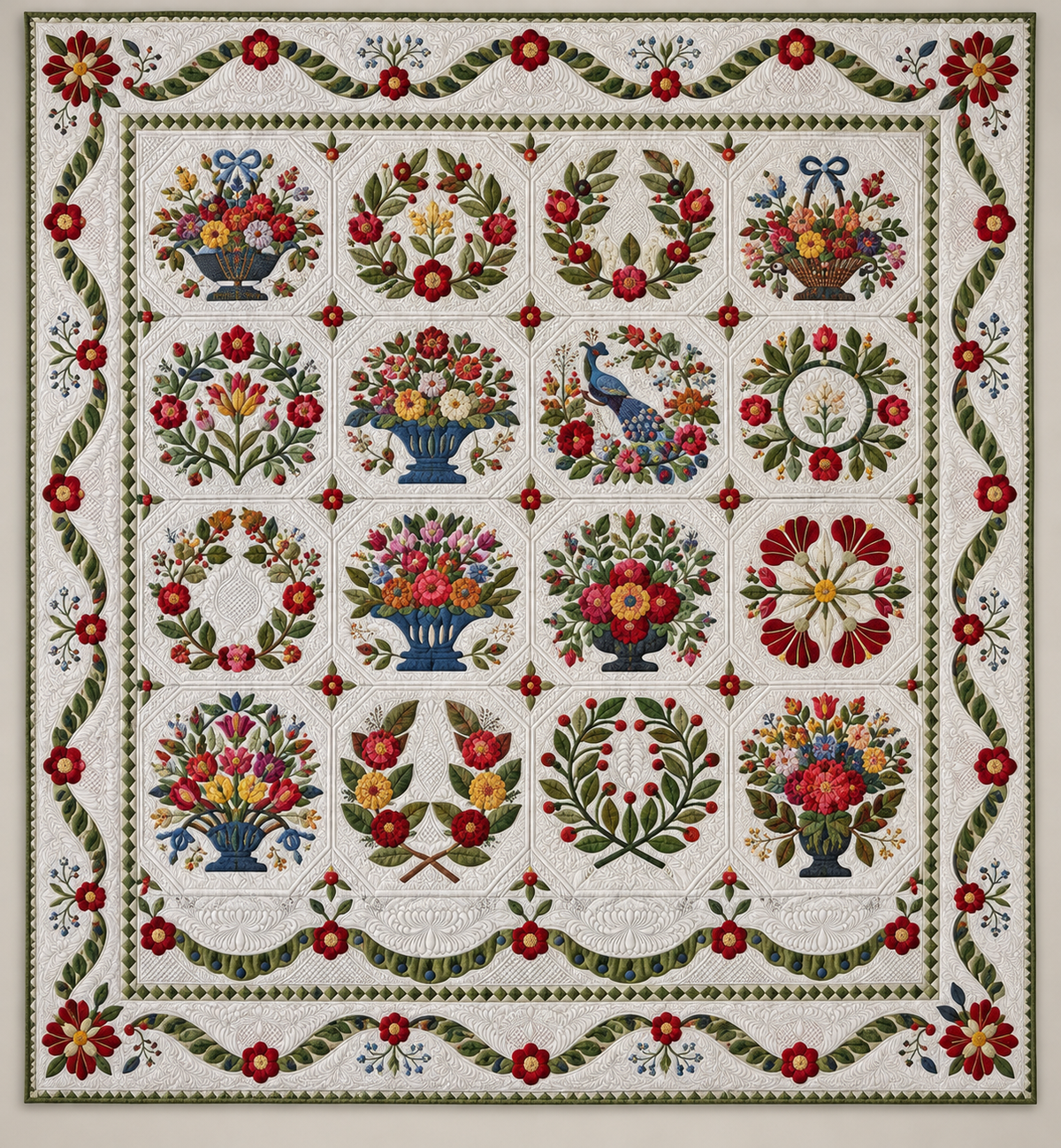 Floral Baskets And Wreath Album TD141026043 Quilt Blanket