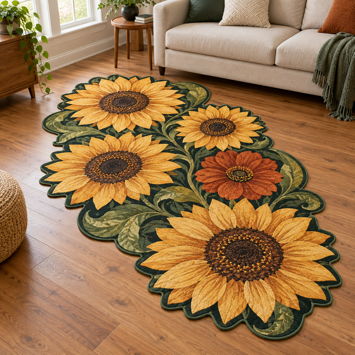 Sunflower Vine TD131026045 Custom Shape Area Rug