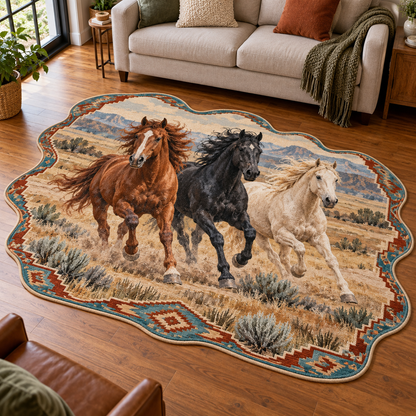 Running Horse Tapestry TD131026047 Custom Shape Area Rug