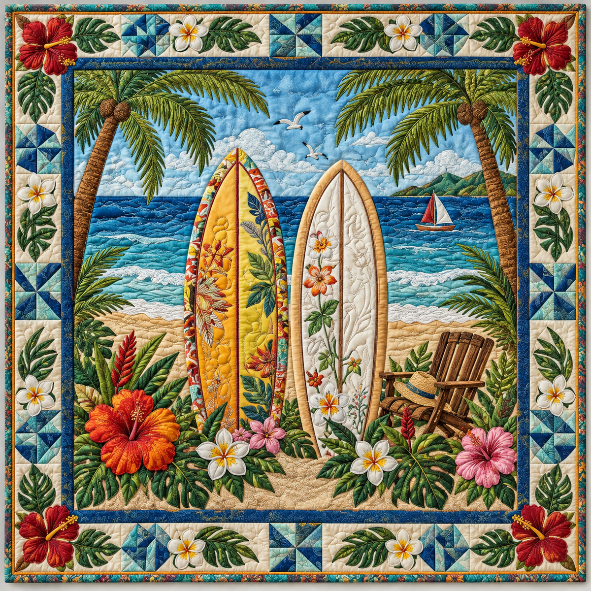 Surfboards On the Shore TD141026548 Quilt Blanket