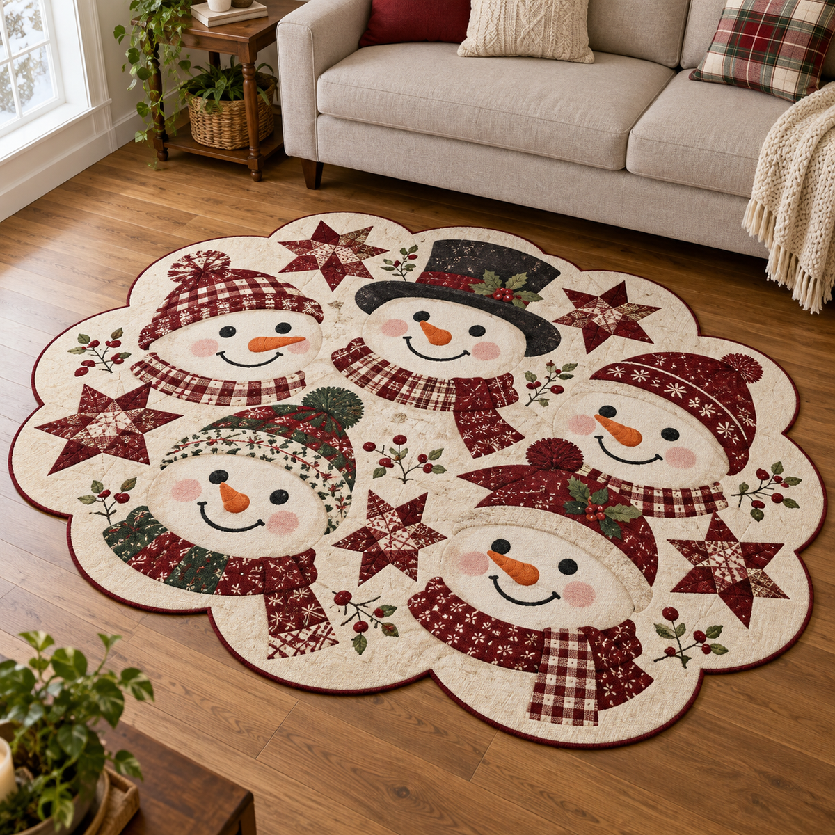 Snowman Confetti TD131026049 Custom Shape Area Rug