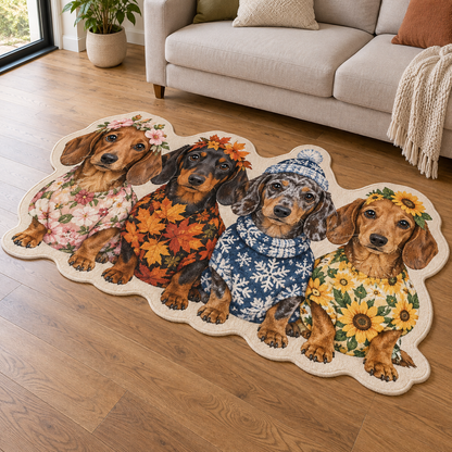 Dachshund Seasons TD131026053 Custom Shape Area Rug
