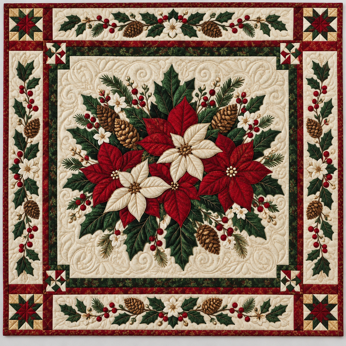 Poinsettia Christmas Bouquet TD141026553 Quilt Blanket