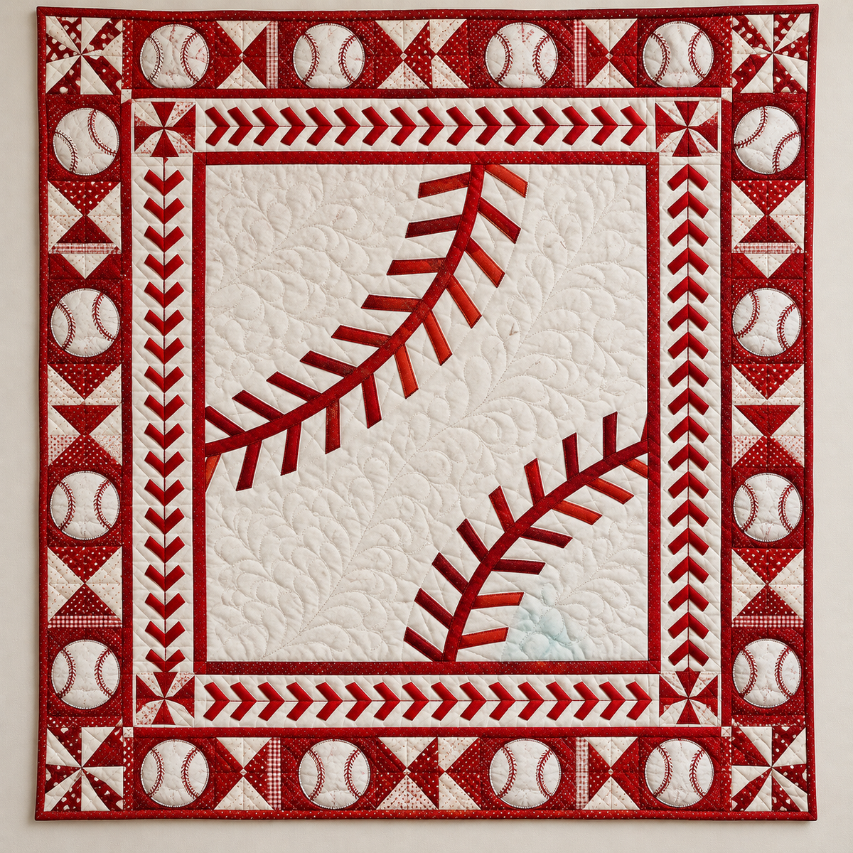 Red Baseball Stitch Motifs TD141026059 Quilt Blanket