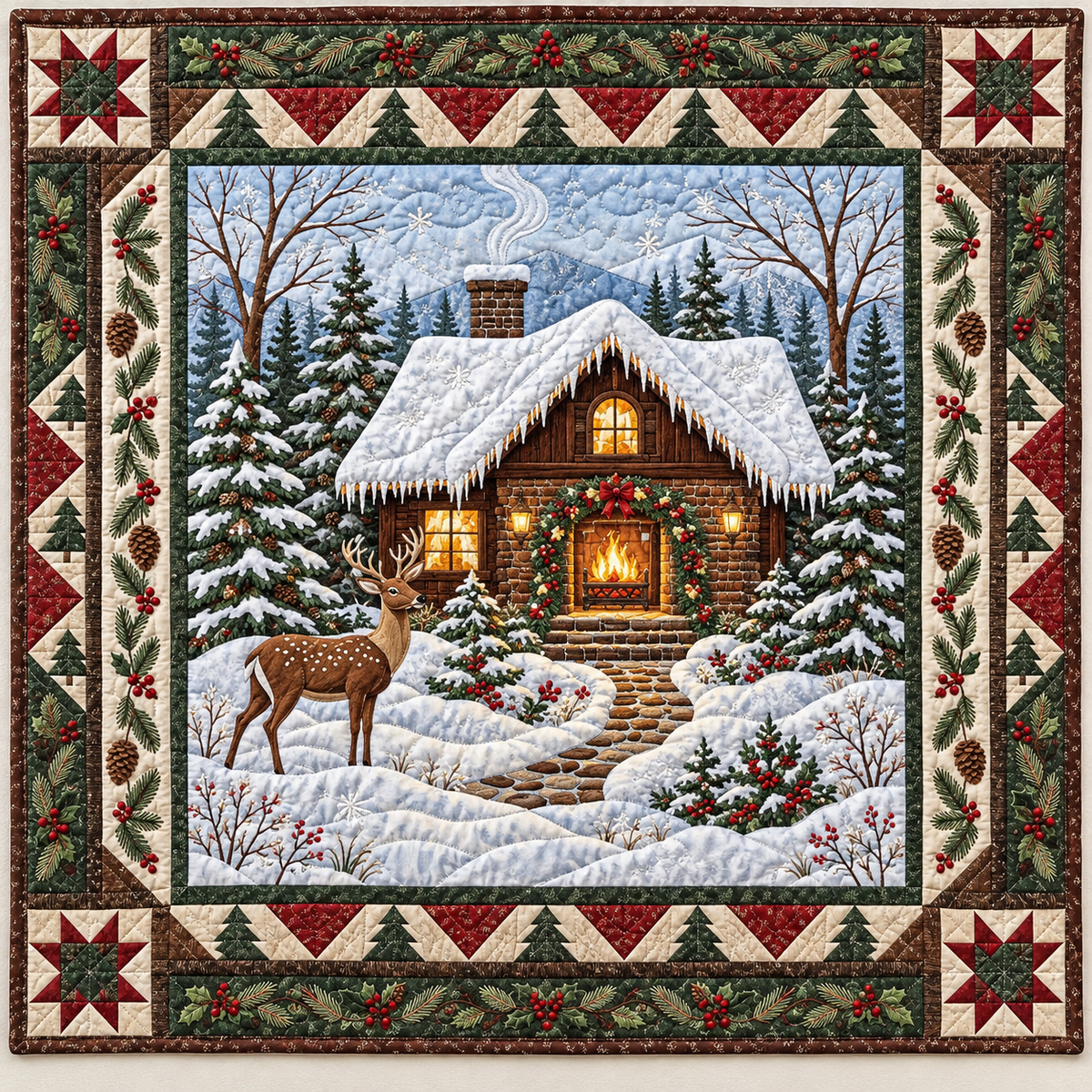 Snowy Cabin Refuge TD141026559 Quilt Blanket