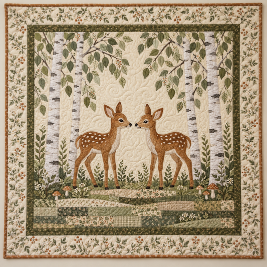 Deer in the Birch Grove TD101026005 Quilt Blanket