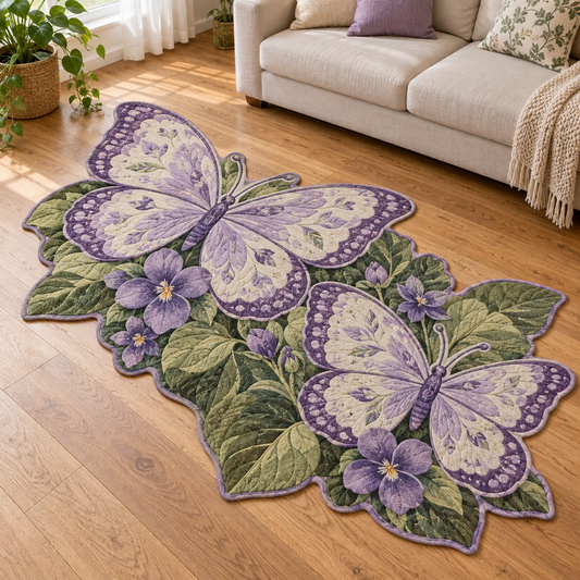 Lavender Butterfly Garden TD131026061 Custom Shape Area Rug