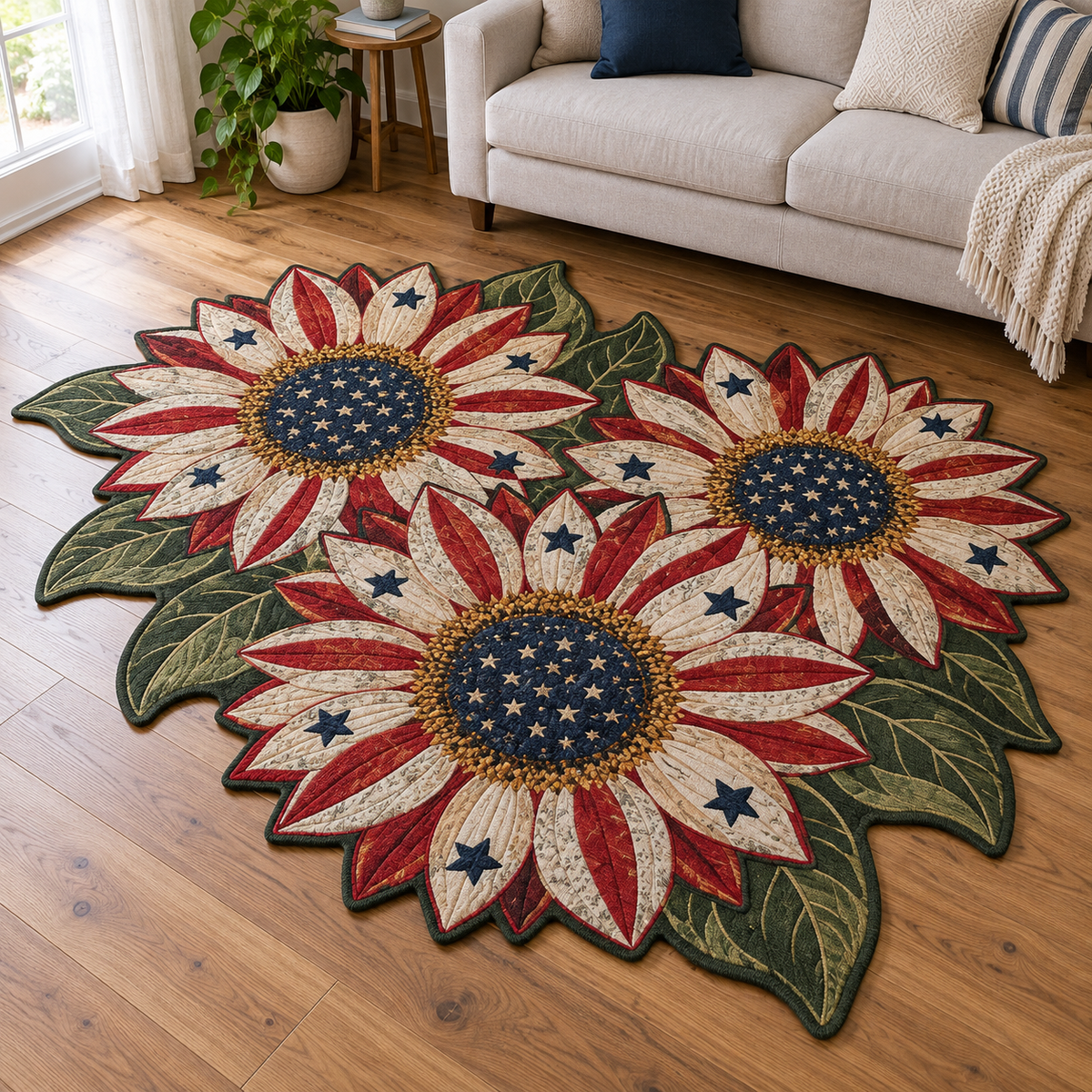 Stars Stripes Sunflowers TD131026063 Custom Shape Area Rug