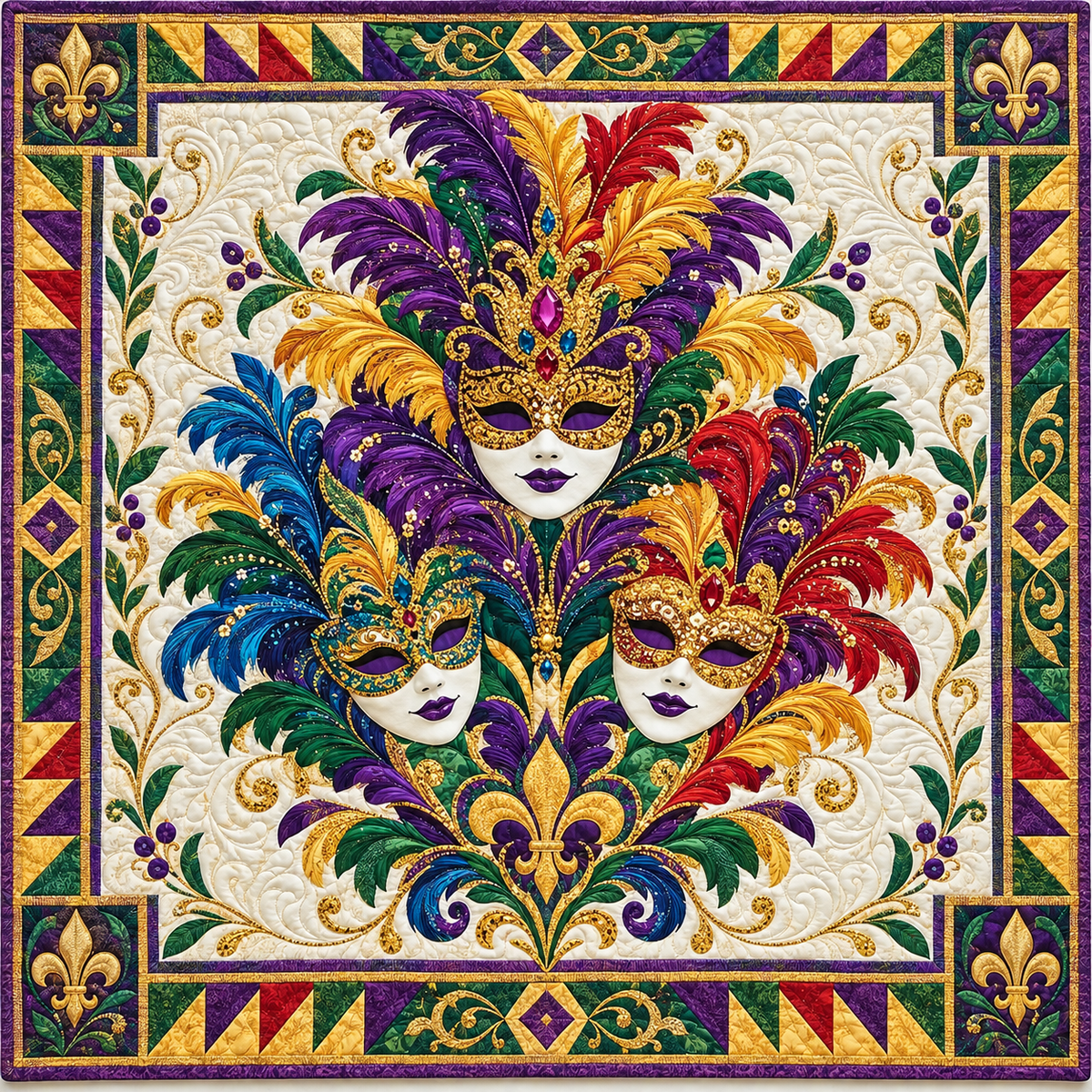 Carnival Feather Masks TD141026564 Quilt Blanket