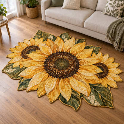Golden Sunflower Closeup TD131026066 Custom Shape Area Rug