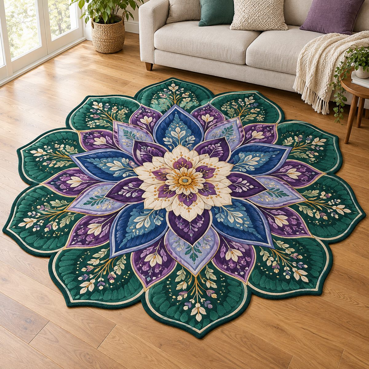 Garden Star Mandala TD131026067 Custom Shape Area Rug