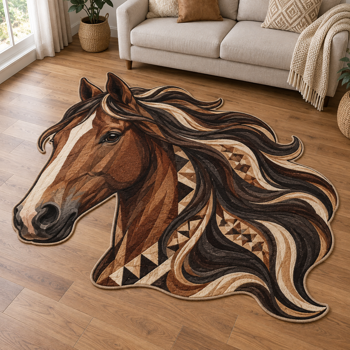Chestnut Horse TD131026069 Custom Shape Area Rug