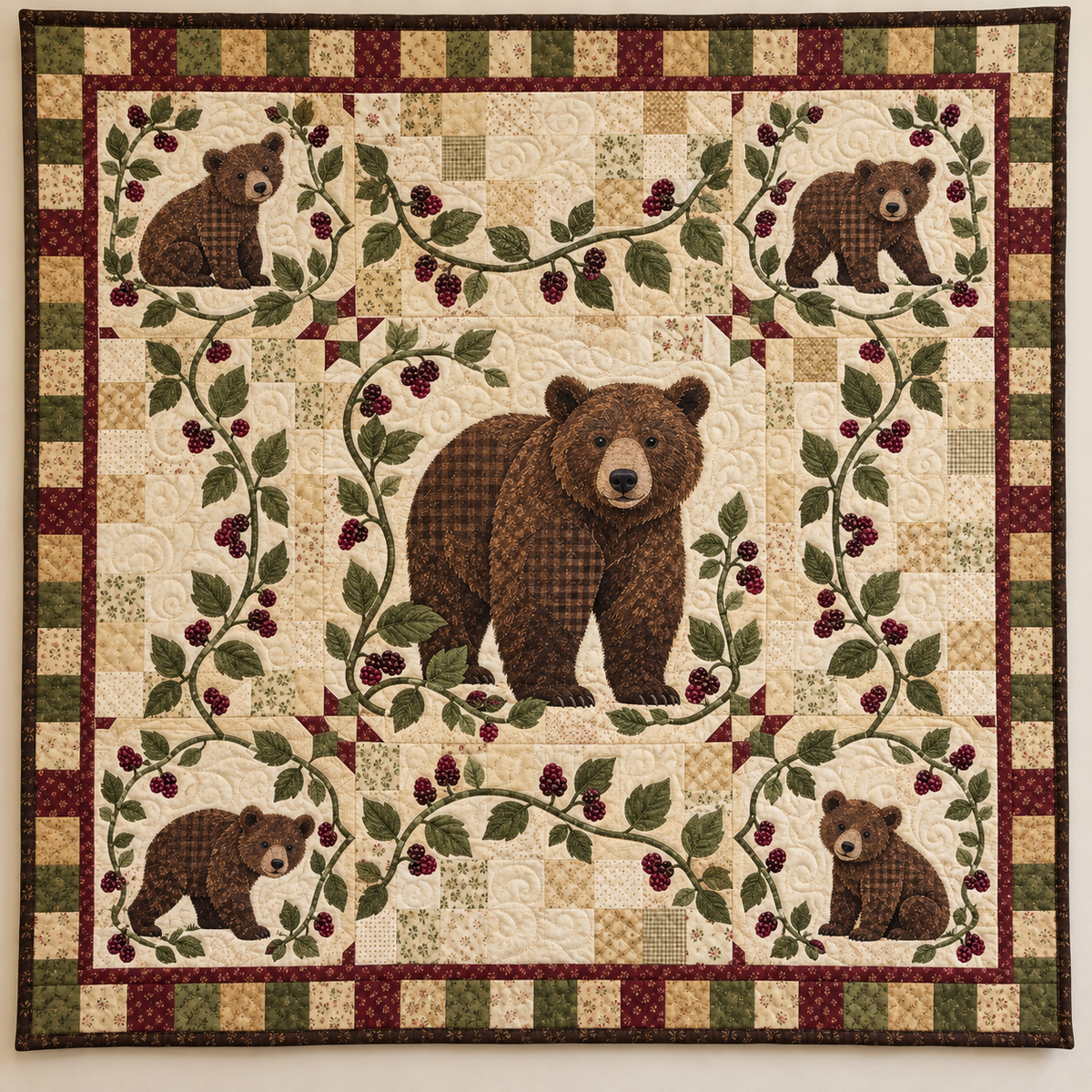 Bear and Berry Trails TD101026006 Quilt Blanket