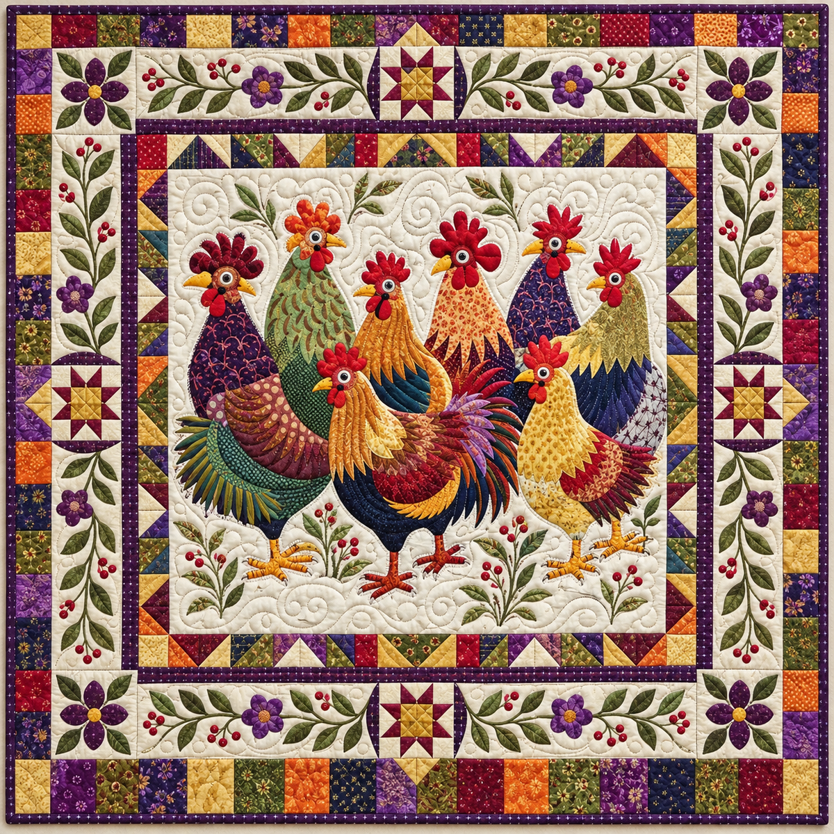 Country Rooster Rally TD141026571 Quilt Blanket