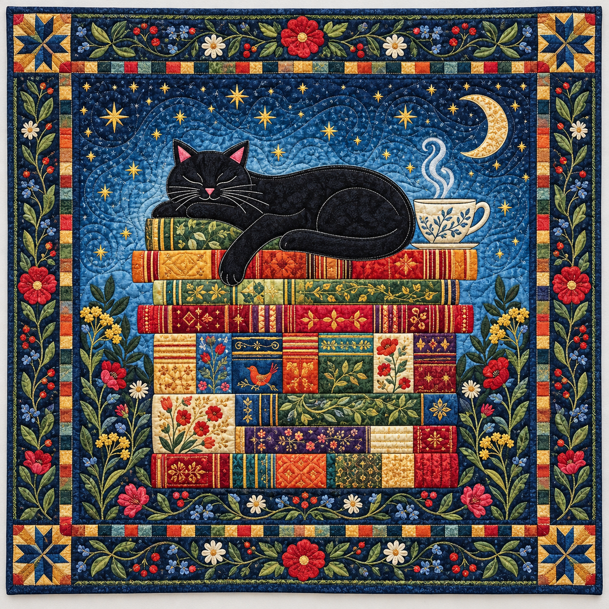 Black Cat Bookstack TD141026572 Quilt Blanket