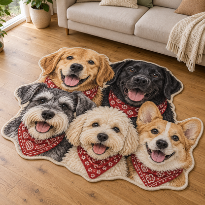 Happy Dog Family TD131026072 Custom Shape Area Rug