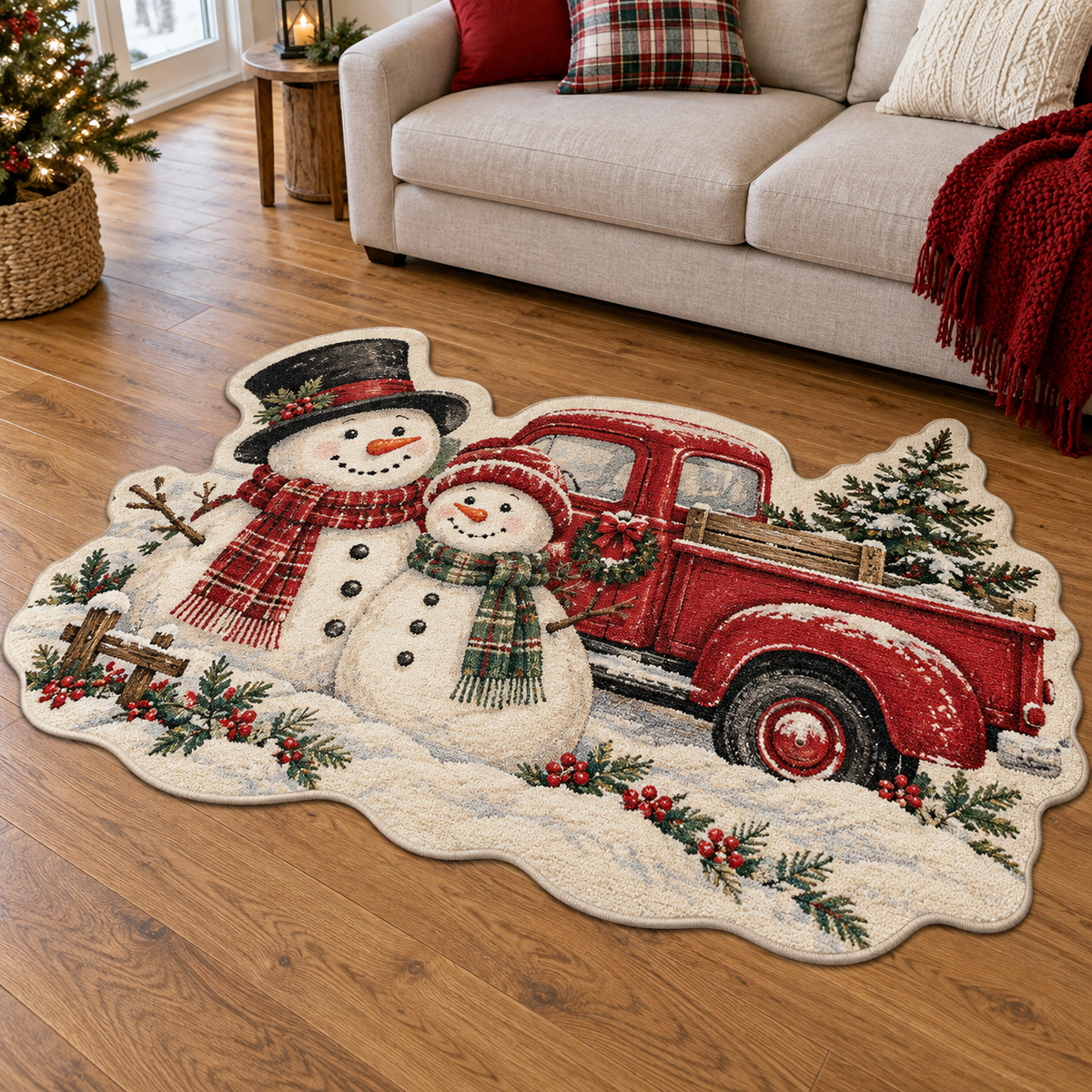 Snowman Christmas TD131026073 Custom Shape Area Rug