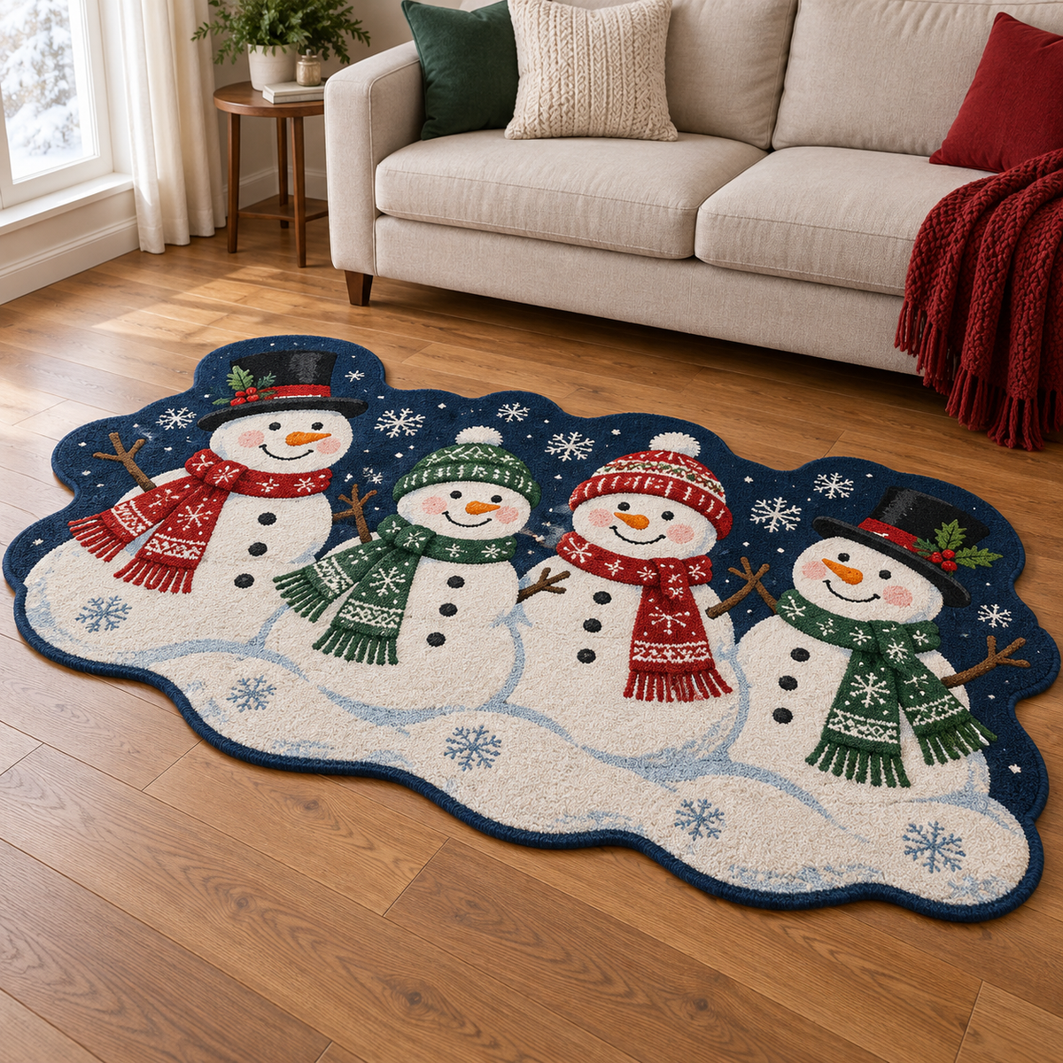 Snowman Blue Night TD131026078 Custom Shape Area Rug