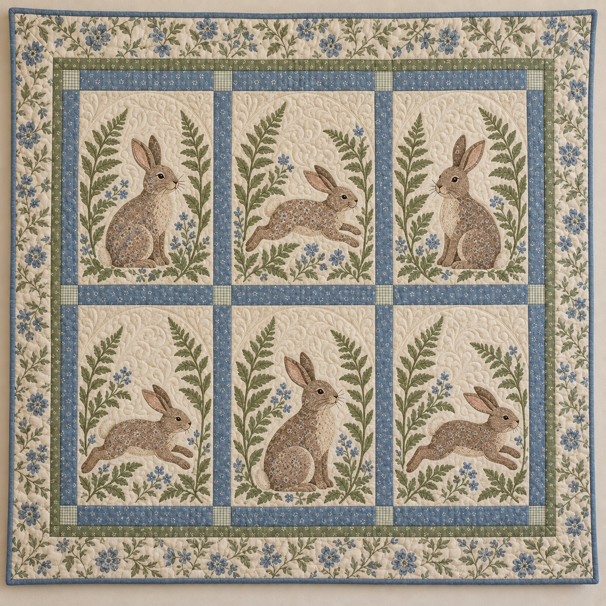 Rabbit Fern Garden TD101026007 Quilt Blanket