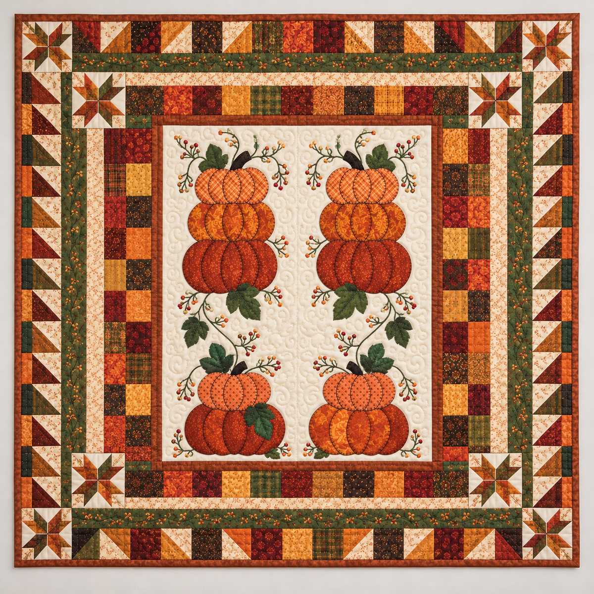 Harvest Pumpkins And Autumn Patchwork TD141026084 Quilt Blanket