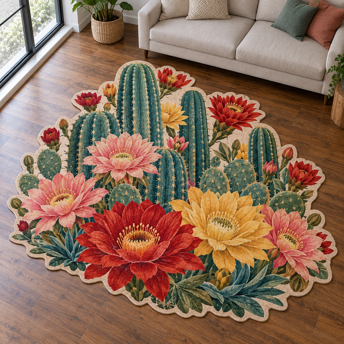Cactus Carnival TD131026089 Custom Shape Area Rug