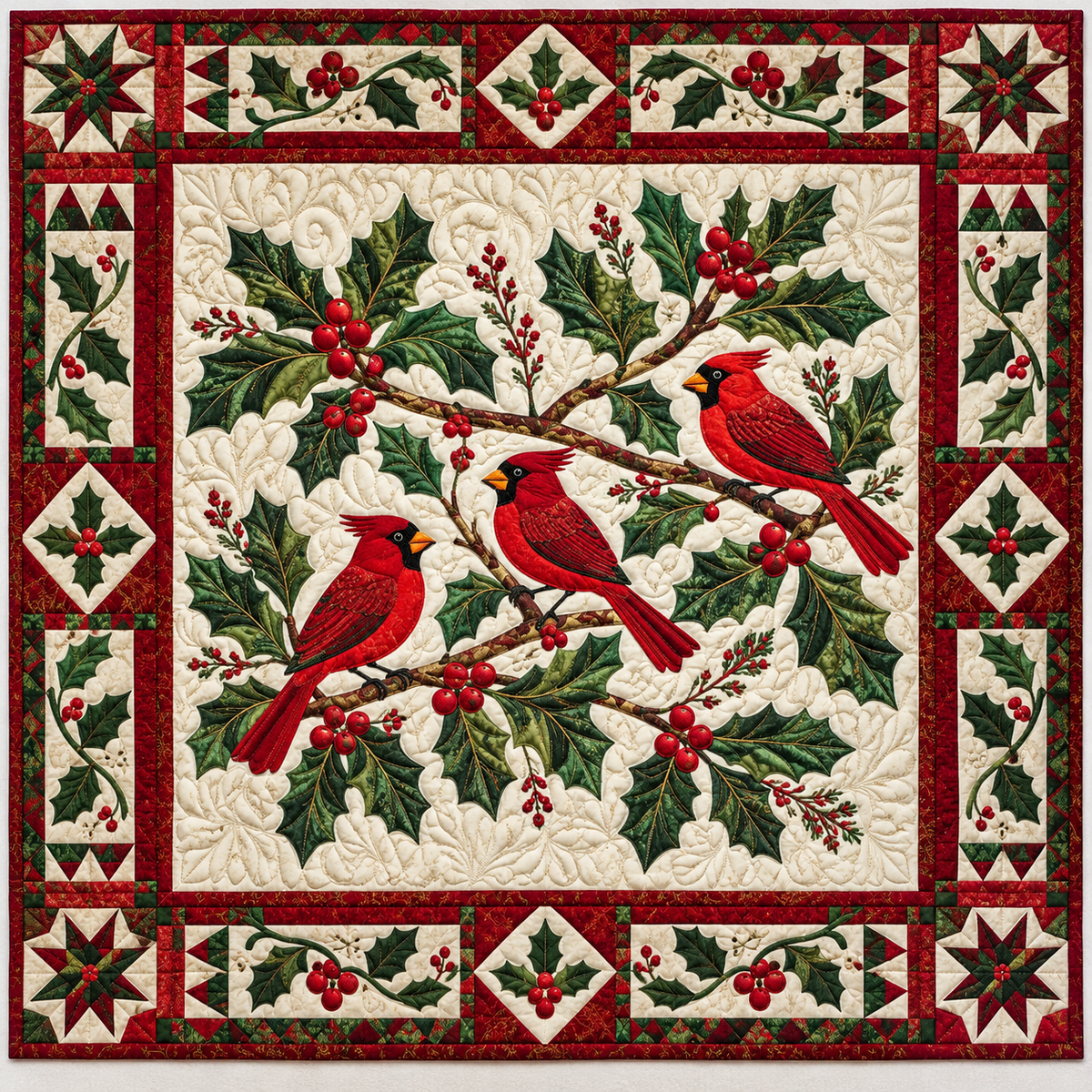 Cardinals And Holly TD141026589 Quilt Blanket