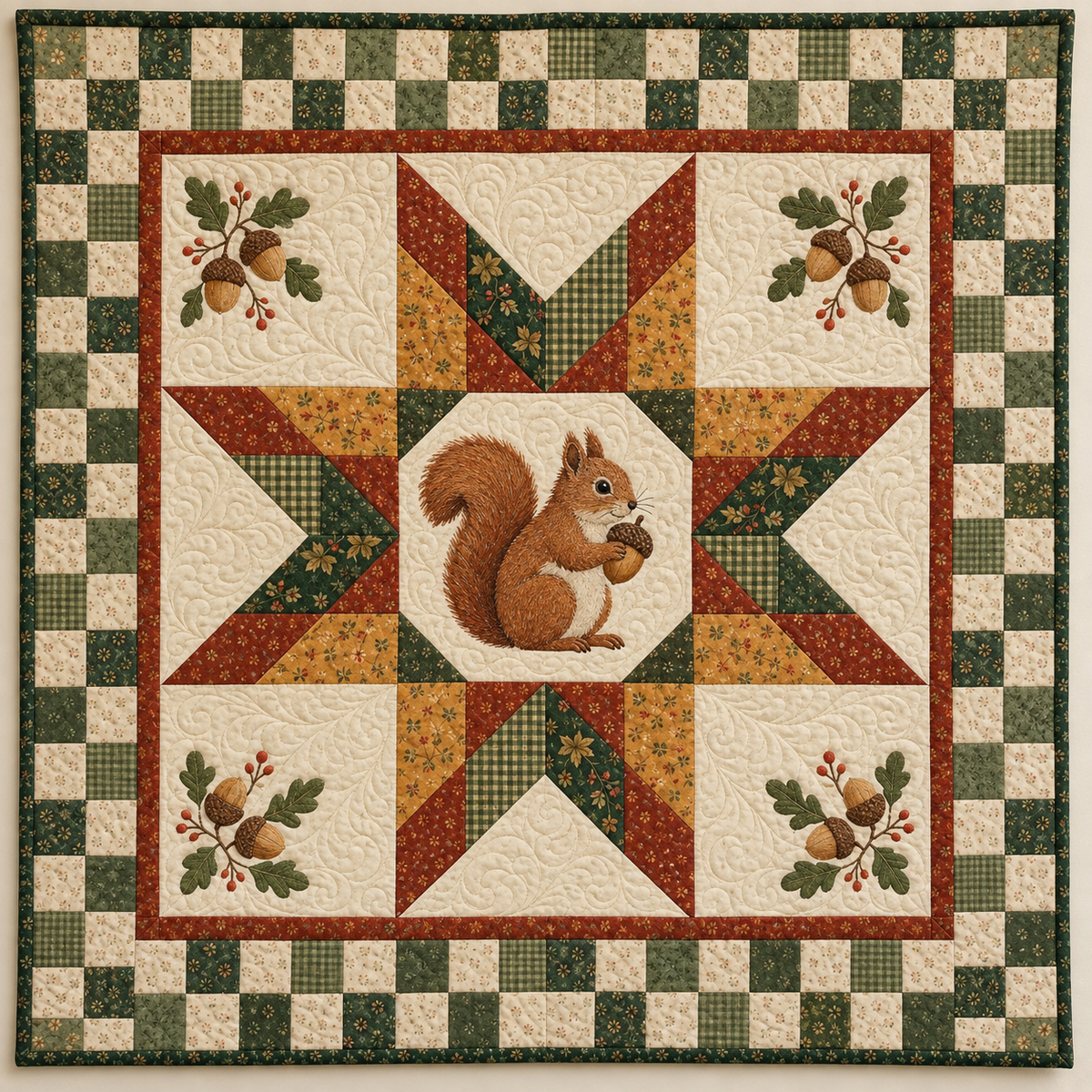 Squirrel Acorn Star TD101026008 Quilt Blanket