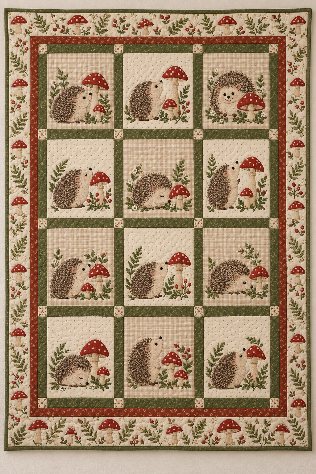 Hedgehog Mushroom Village TD101026009 Quilt Blanket