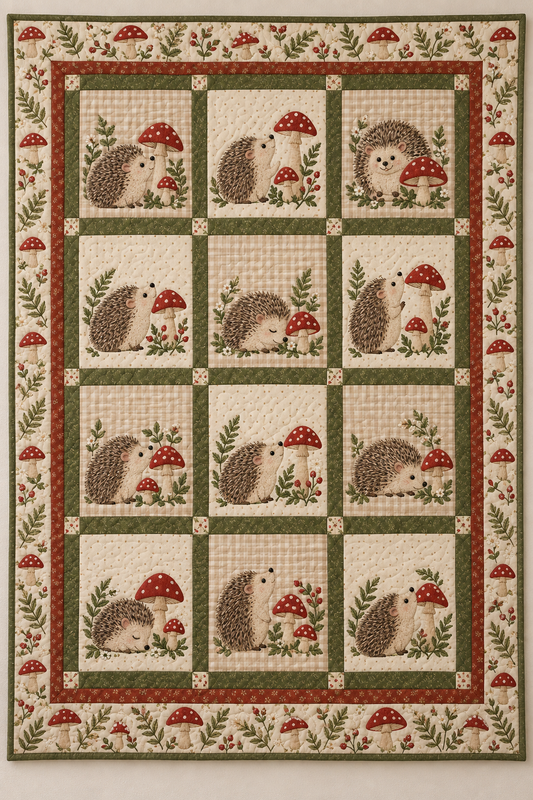 Hedgehog Mushroom Village TD101026009 Quilt Blanket