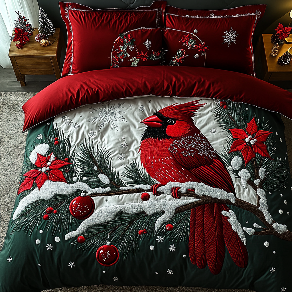 Christmas Cardinal TAI201124252 Quilt Bedding Set