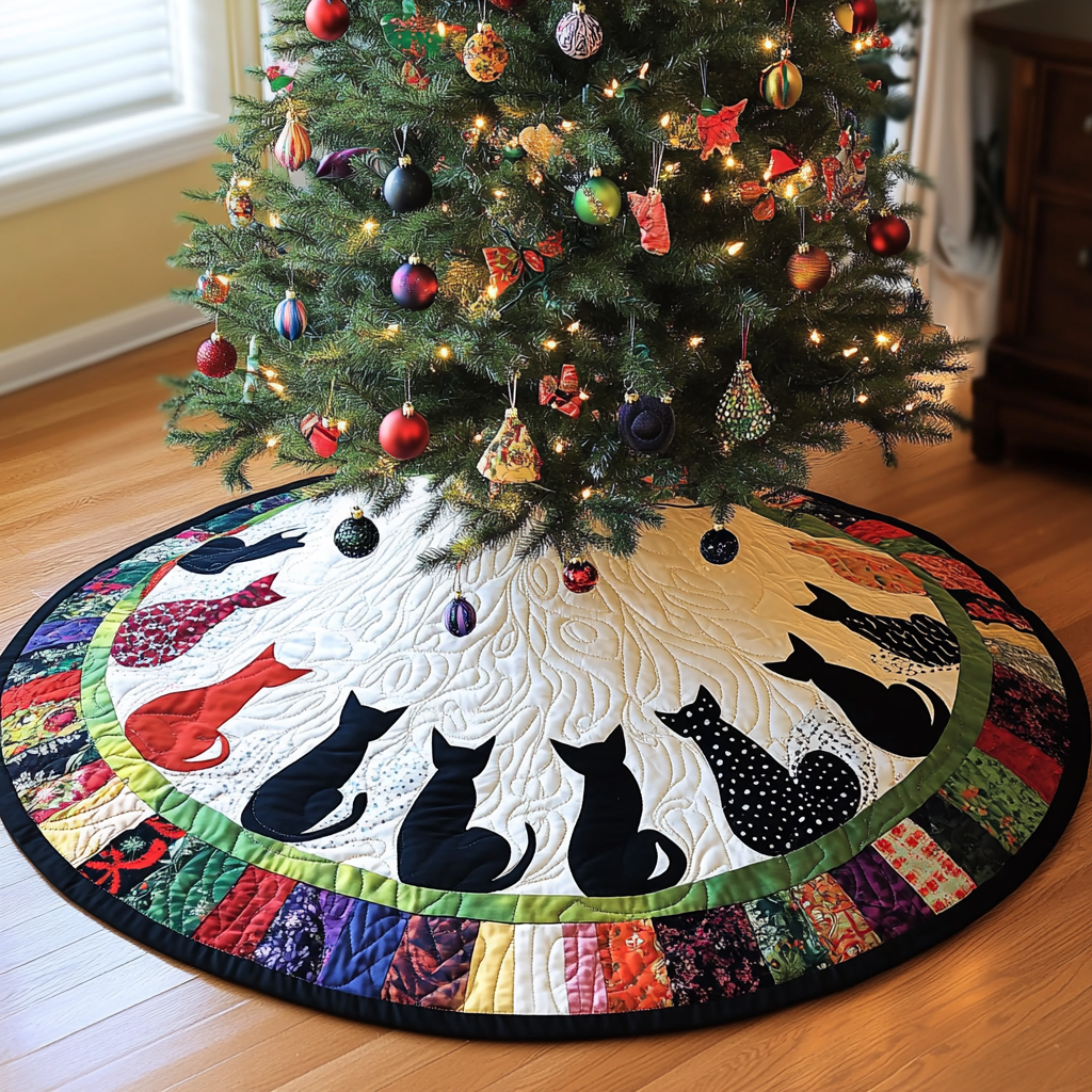 Black Cat TAI021024192 Quilted Tree Skirt