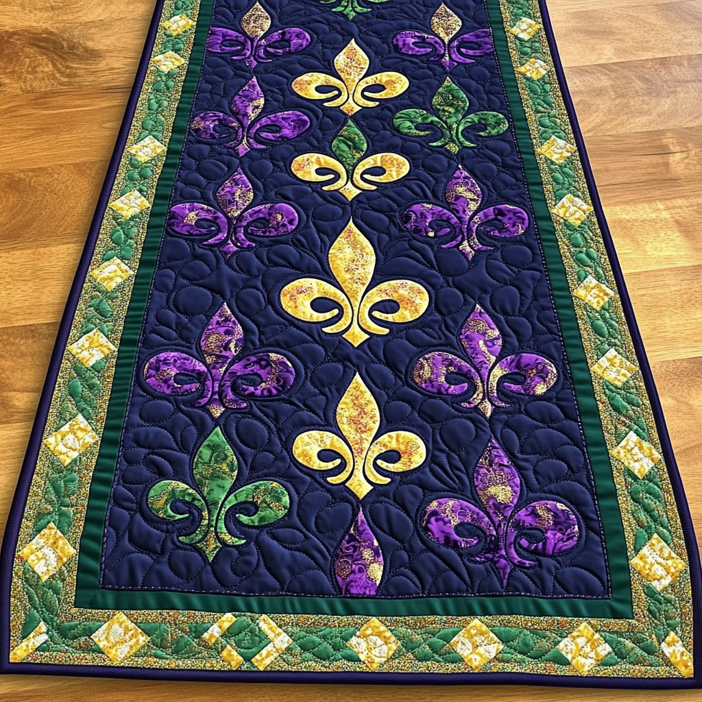 Mardi Gras Fleur De Lis DAI110225393 Quilted Table Runner