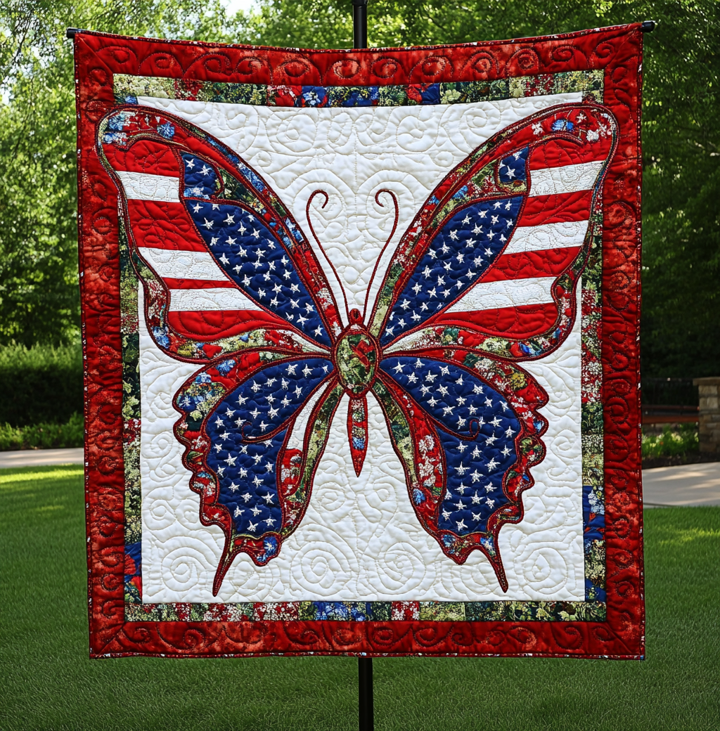 Patriotic Butterfly DAI190225067 Quilt Blanket