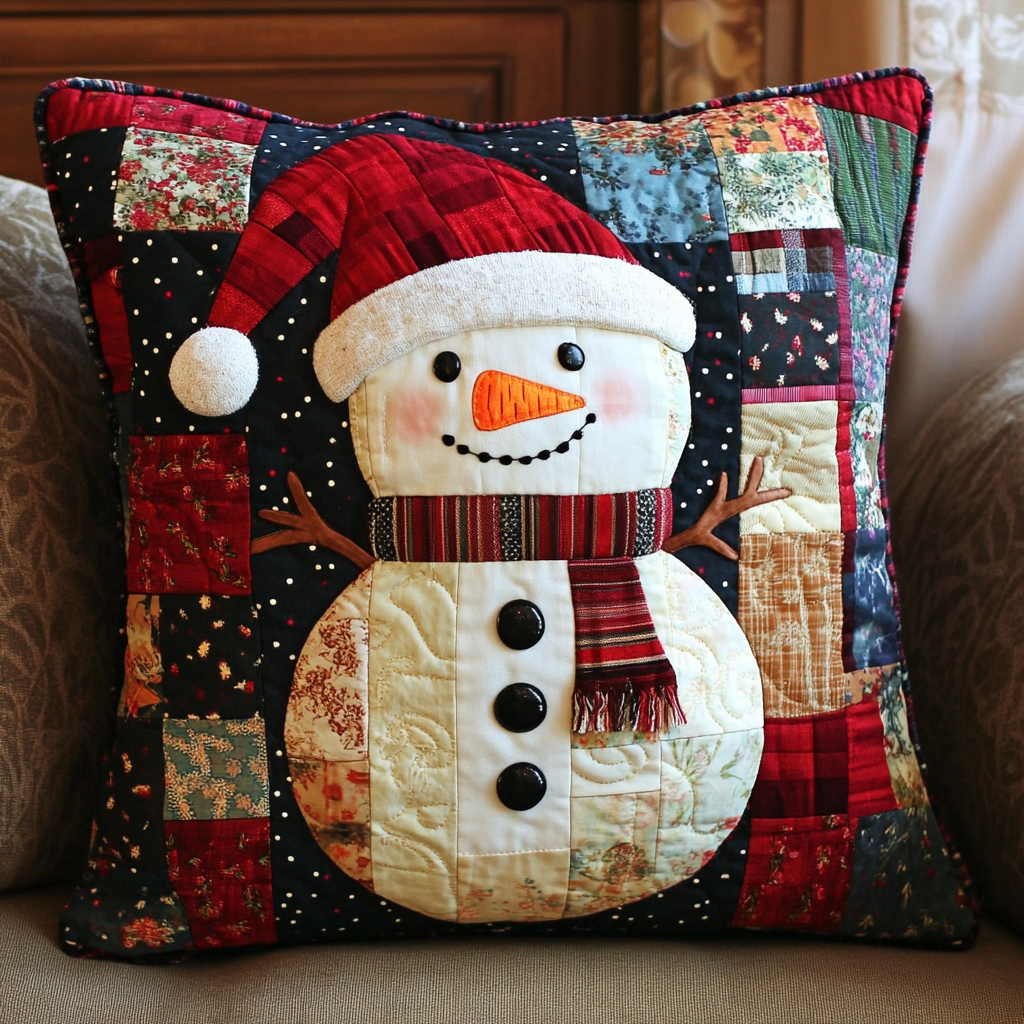 Christmas Snowman TAI130824228 Quilted Pillow Case