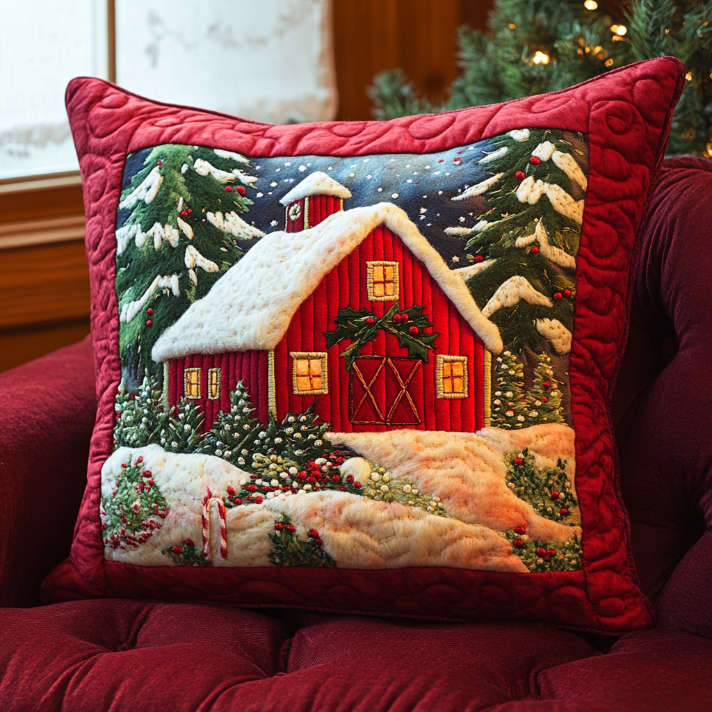 Snowy Barn DAI201124487 Quilted Pillow Case