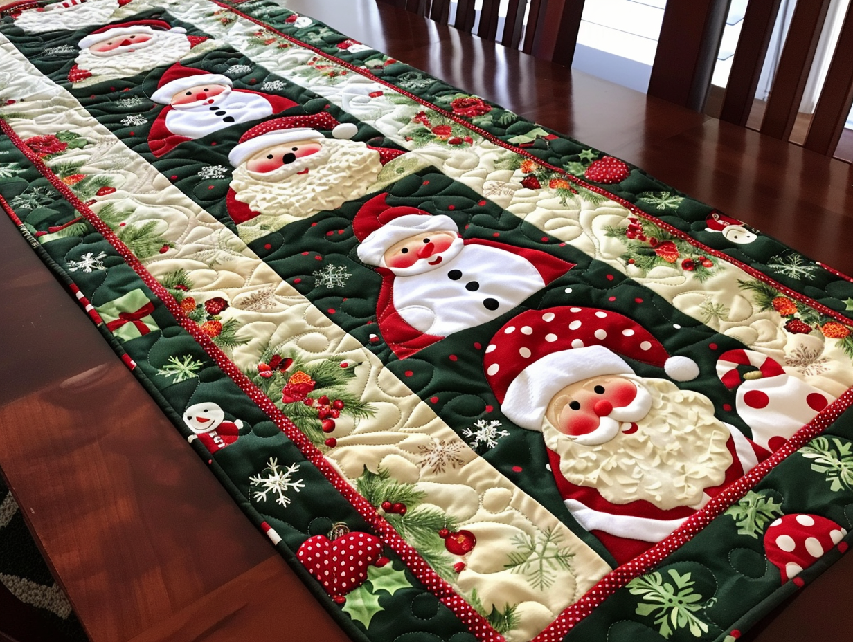 Christmas Santa TAI010824006 Quilted Table Runner