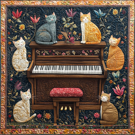 Piano Cat DAI090125220 Quilt Blanket