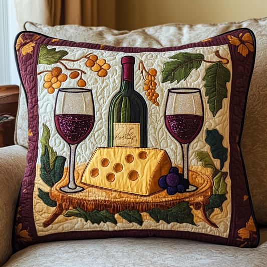 Wine And Cheese DAI301224201 Quilted Pillow Case