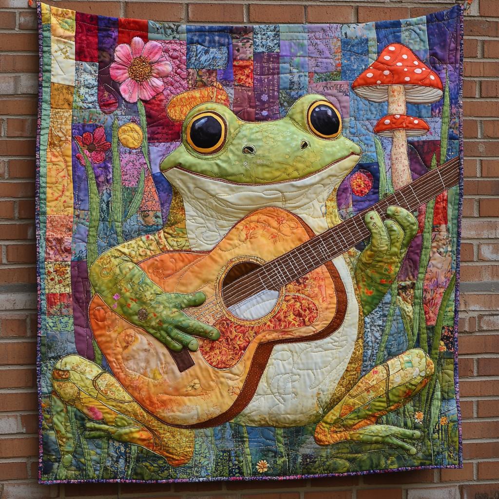 Frog Guitarist DAI241224358 Quilt Blanket