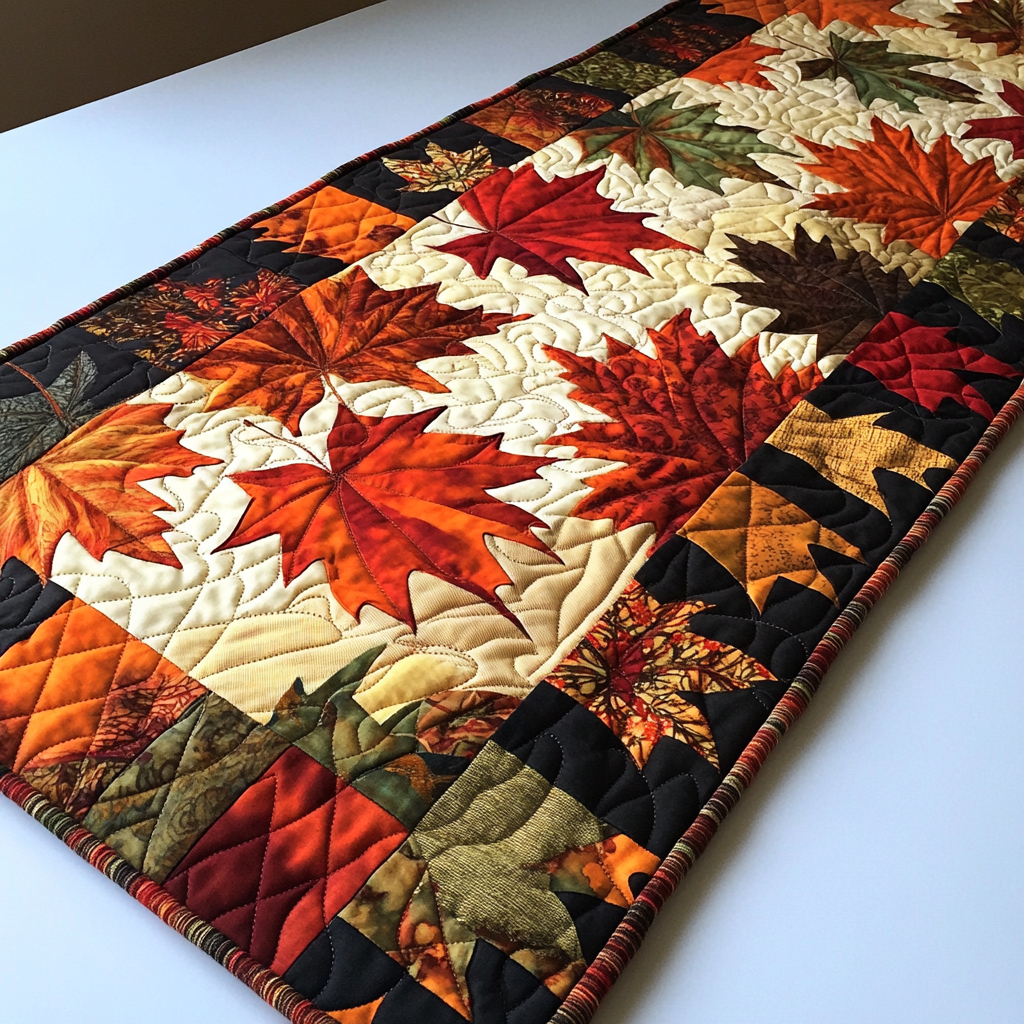 Maple Leaves DAI040225455 Quilted Table Runner