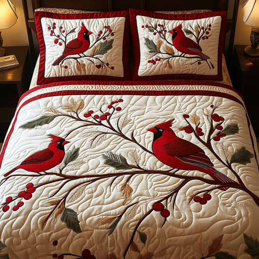 Christmas Cardinal TAI101224451 Quilt Bedding Set