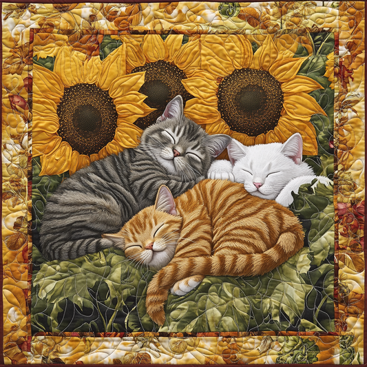 Cats In Sunflower Garden TAI111124221 Quilt Blanket