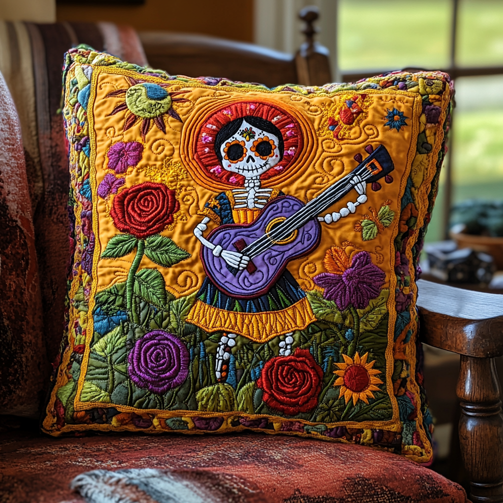 Catrina Guitarist DAI241224087 Quilted Pillow Case