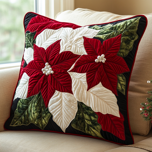 Christmas Poinsettia TAI141124462 Quilted Pillow Case