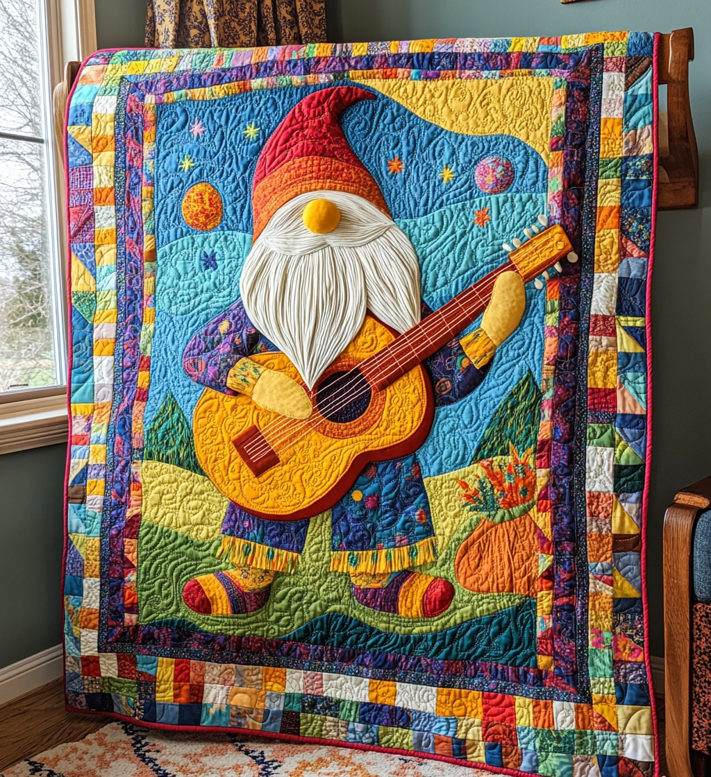 Gnome Guitarist DAI241224342 Quilt Blanket