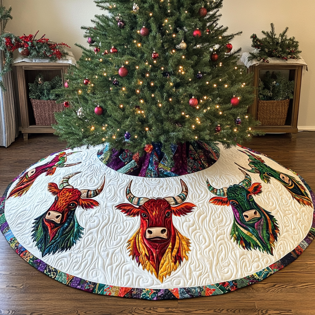 Highland Cow DAI231124142 Quilted Tree Skirt