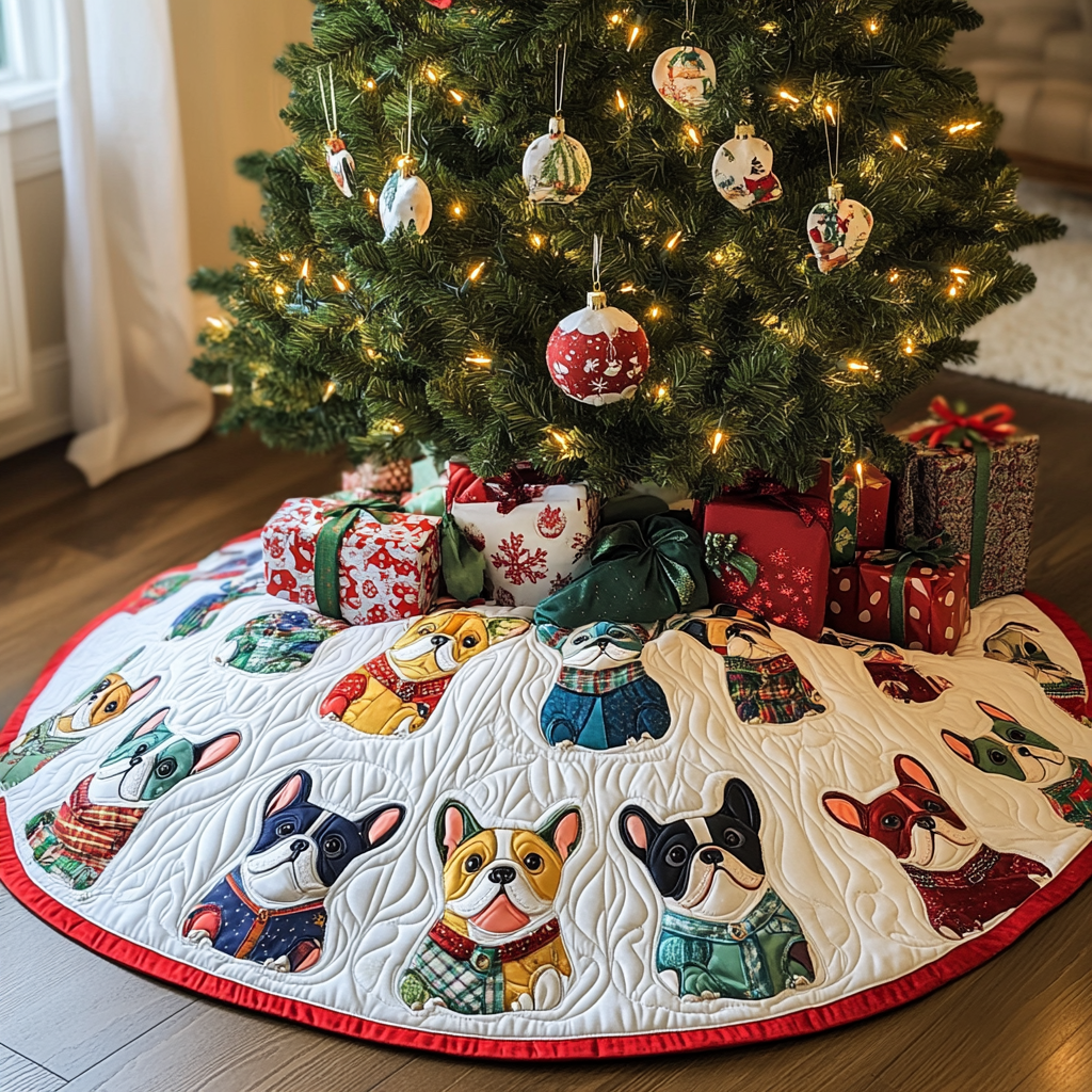 French Bulldog TAI041024216 Quilted Tree Skirt