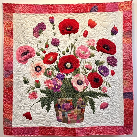 Poppy Flower Basket DAI111124413 Quilt Blanket