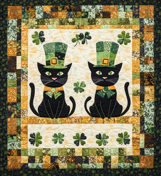 St Patrick's Day Cat DAI241224401 Quilt Blanket